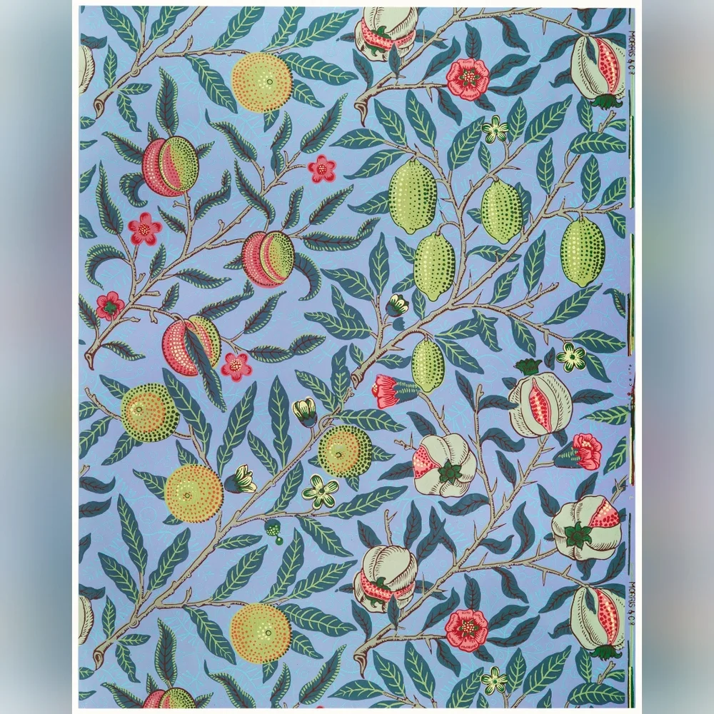 William Morris (1834-1896)'s Fruit or Pomegranate. Famous wallpaper, Art Print